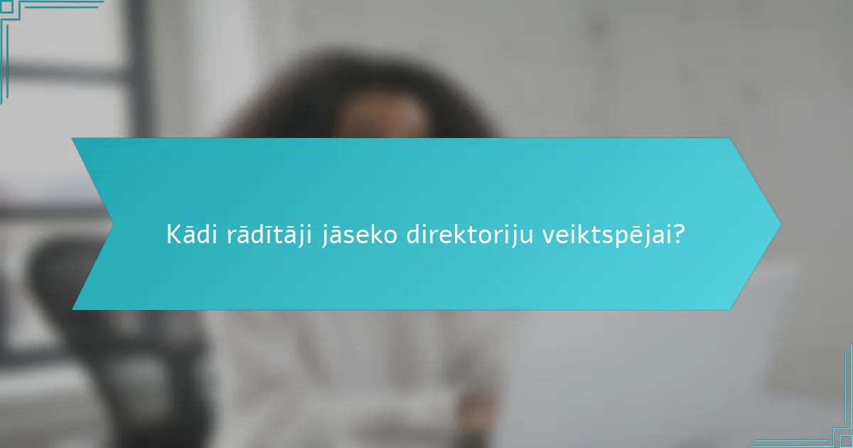 Kādi rādītāji jāseko direktoriju veiktspējai?
